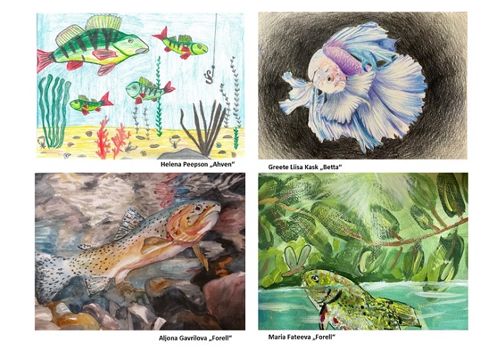 4 laste joonistust kaladest 