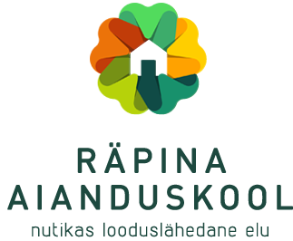 Räpina Aianduskooli logo tunnuslausega Nutikas looduslähedane elu