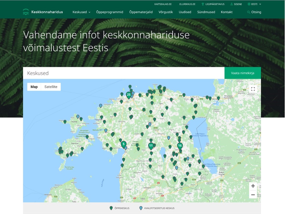 keskkonnahariduse portaali avakuva