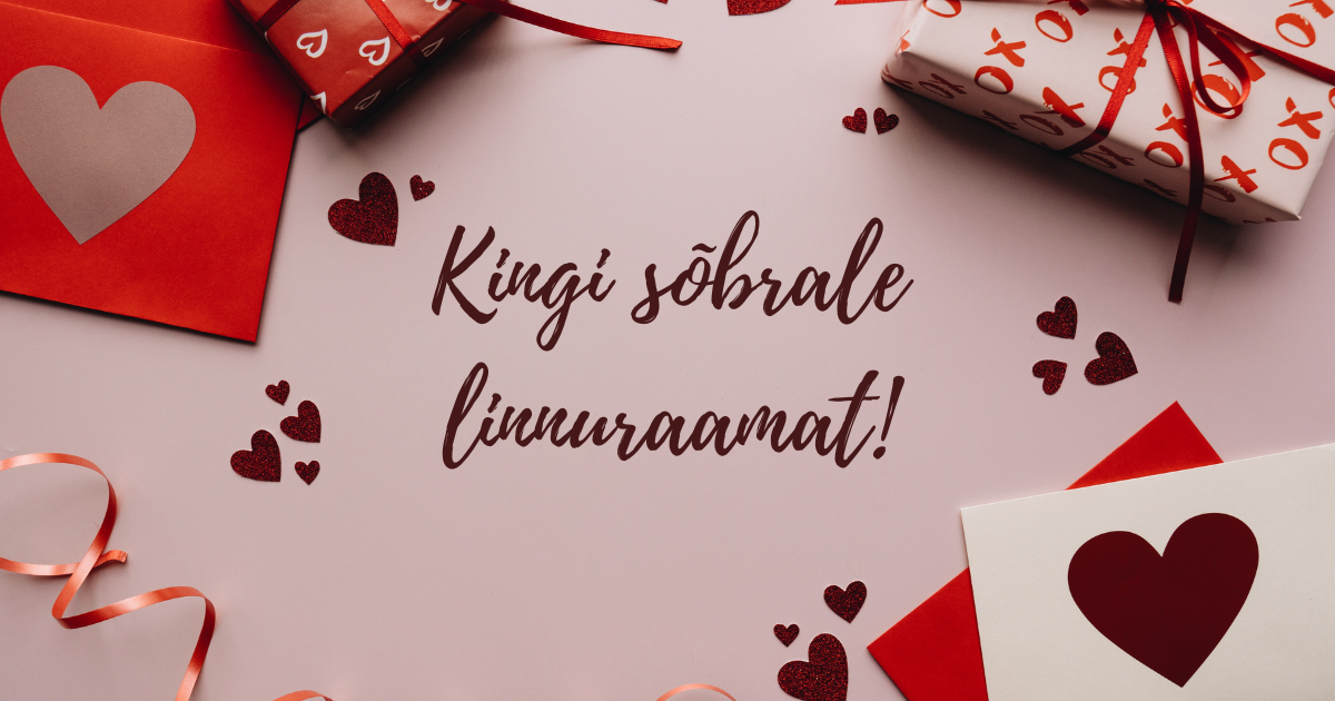 Roosal taustal on punased südamed, kaks kingipakki ja mõned südametega kaardid.