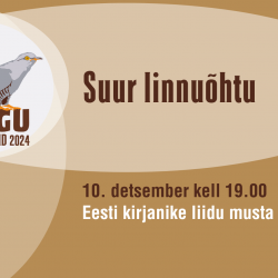 Pruunil taustal on joonistatud aasta lindu kägu kujutav logo ja tekstid