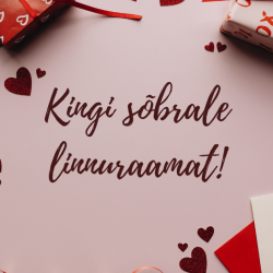 Roosal taustal on punased südamed, kaks kingipakki ja mõned südametega kaardid.